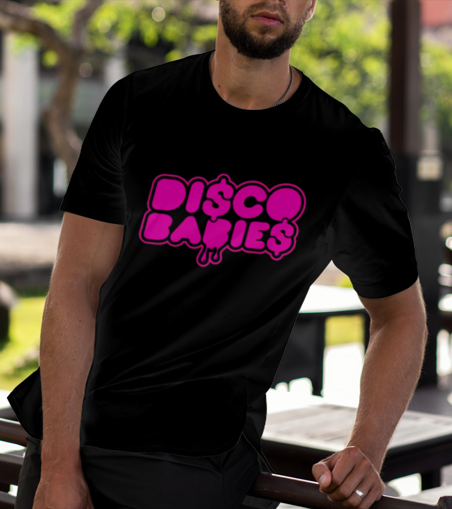 Disco Babies Neon Pink Dripping Dollar Sign Remix T-Shirt