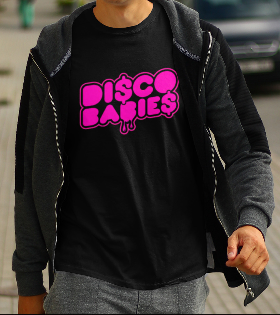 Disco Babies Neon Pink Dripping Dollar Sign Remix T-Shirt