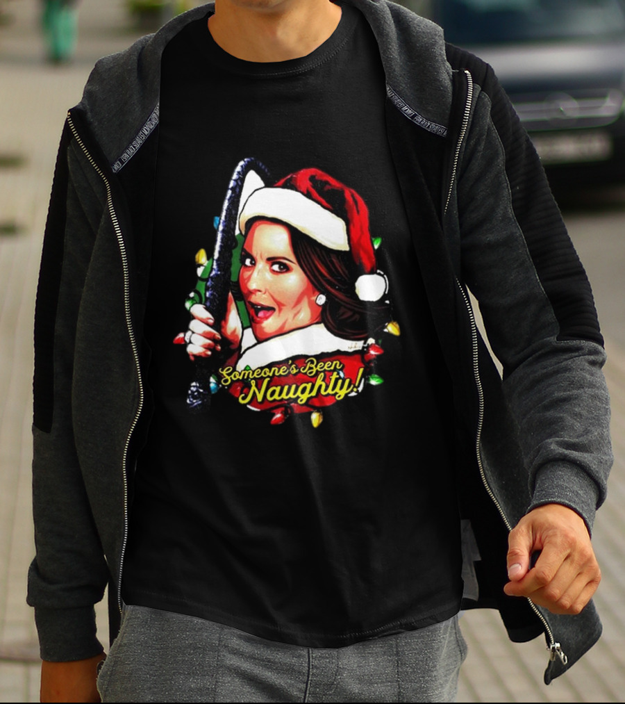 Karen Walker Someone’s Been Naughty Christmas Santa Whip Lights T-Shirt