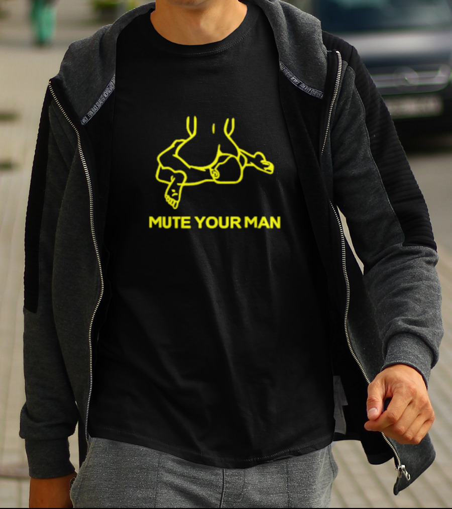 Mute Your Man Yellow Figure Outline T-Shirt