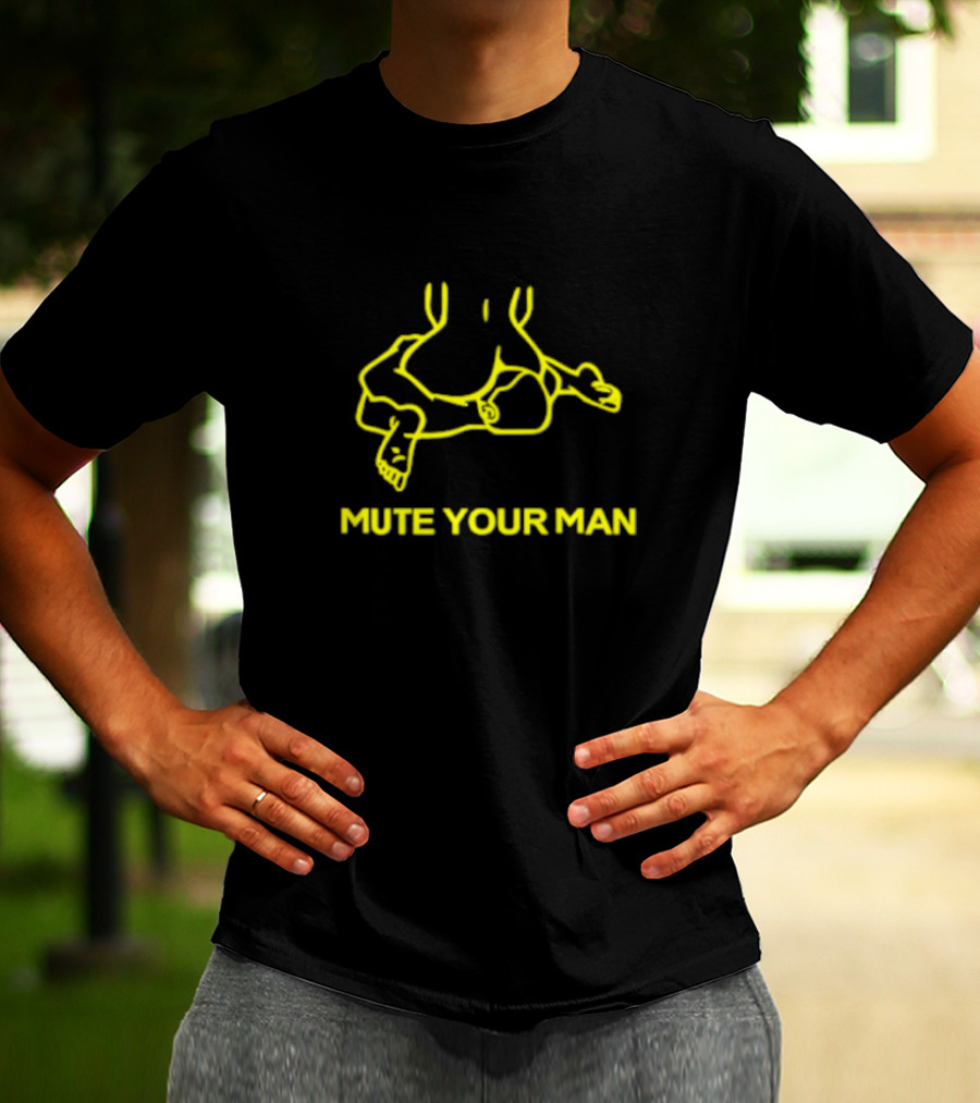 Mute Your Man Yellow Figure Outline T-Shirt