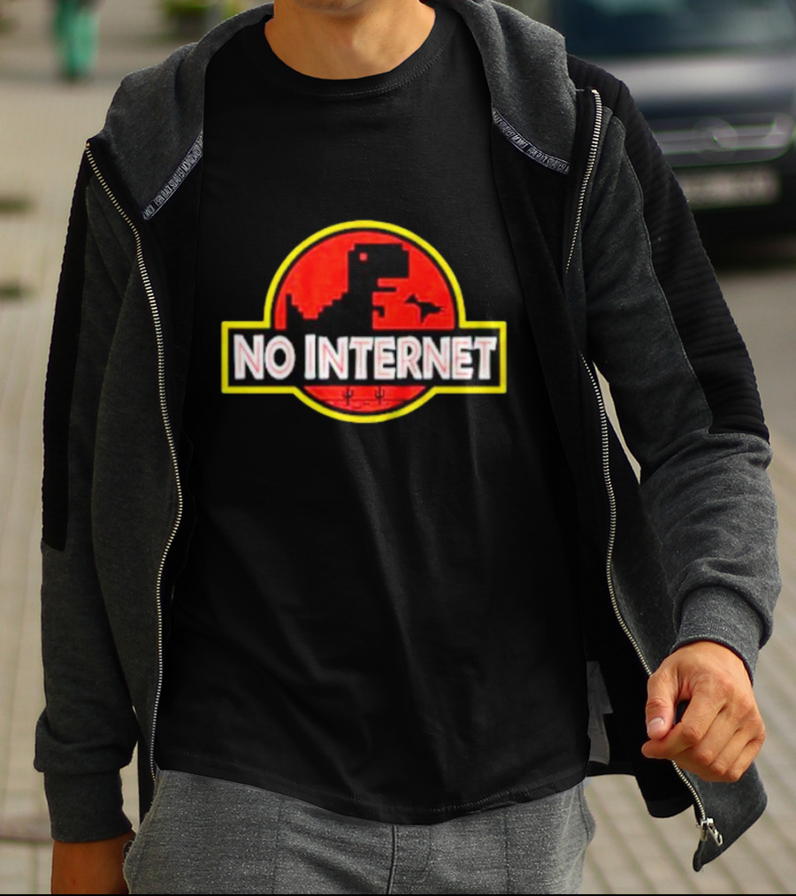 No Internet Dinosaur Jurassic Park T-Shirt