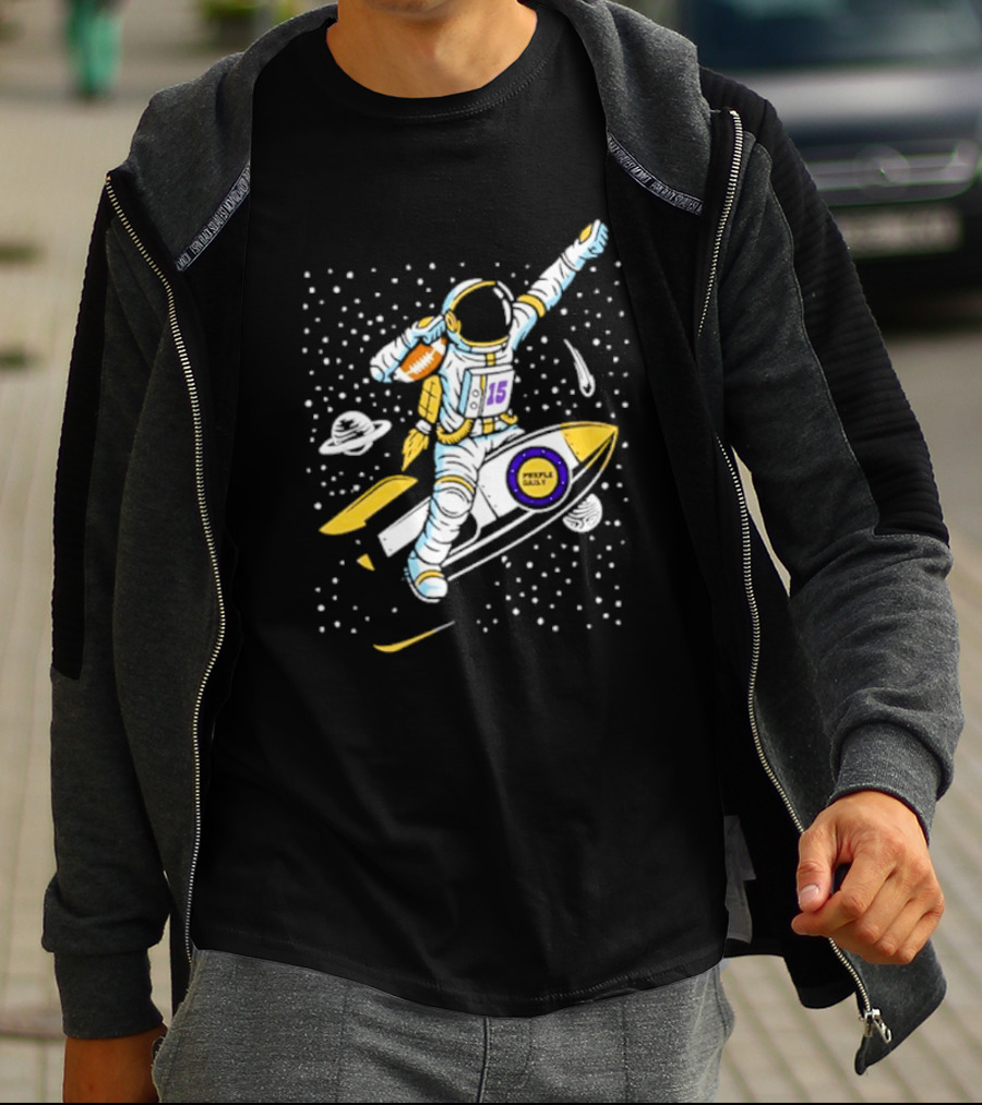 Phil Mackey Purple Daily Passtronaut Football Astronaut Galaxy Surfing 15 Space Adventure T-Shirt