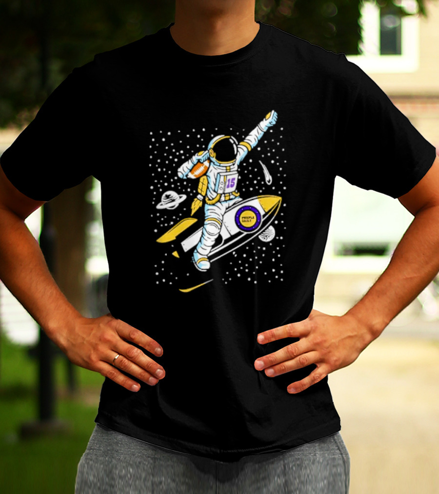 Phil Mackey Purple Daily Passtronaut Football Astronaut Galaxy Surfing 15 Space Adventure T-Shirt