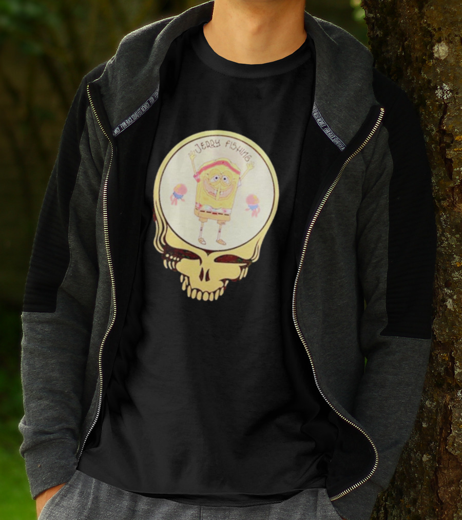 SpongeBob Jerry Fishing Grateful Dead Skull T-Shirt