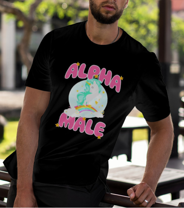 Alanalintao Alpha Male Unicorn Rainbow Stars T-Shirt