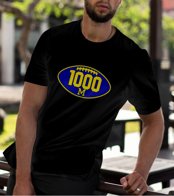 Michigan Football 1000 Wins M Logo Oval T-Shirt