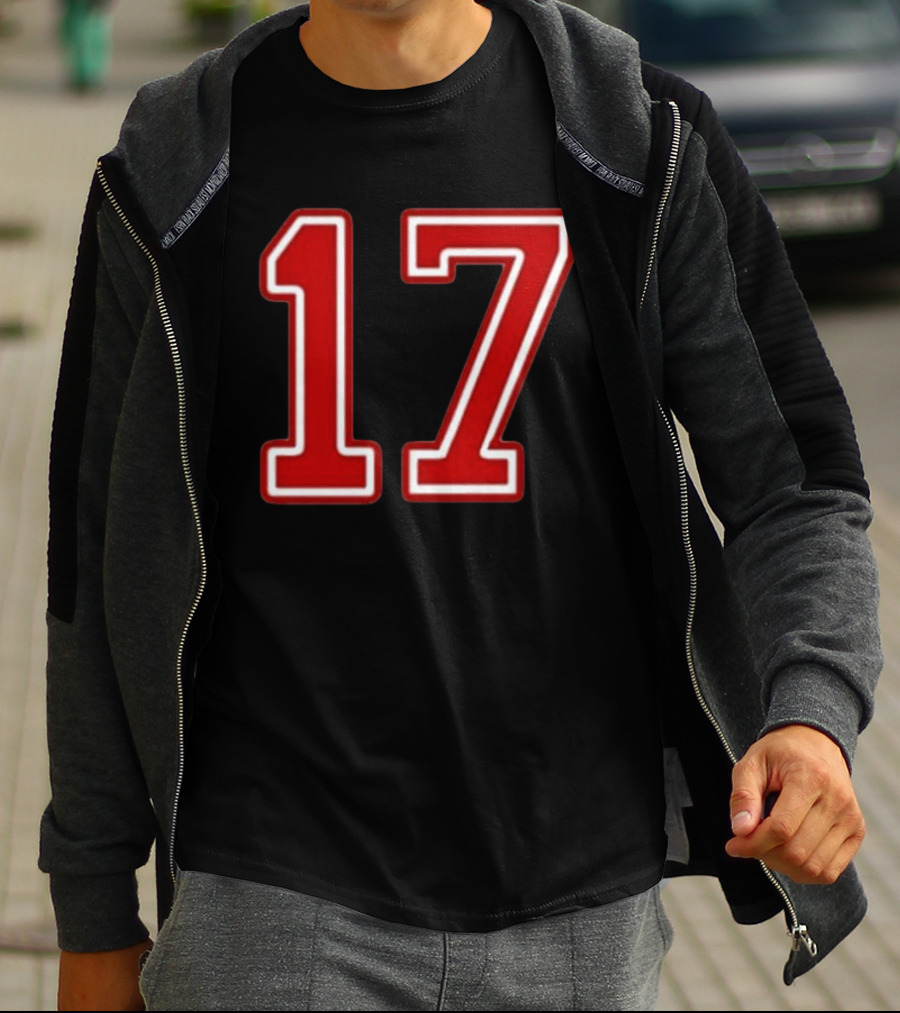 Tate Mcrae Exes Number 17 Red Bold Print T-Shirt