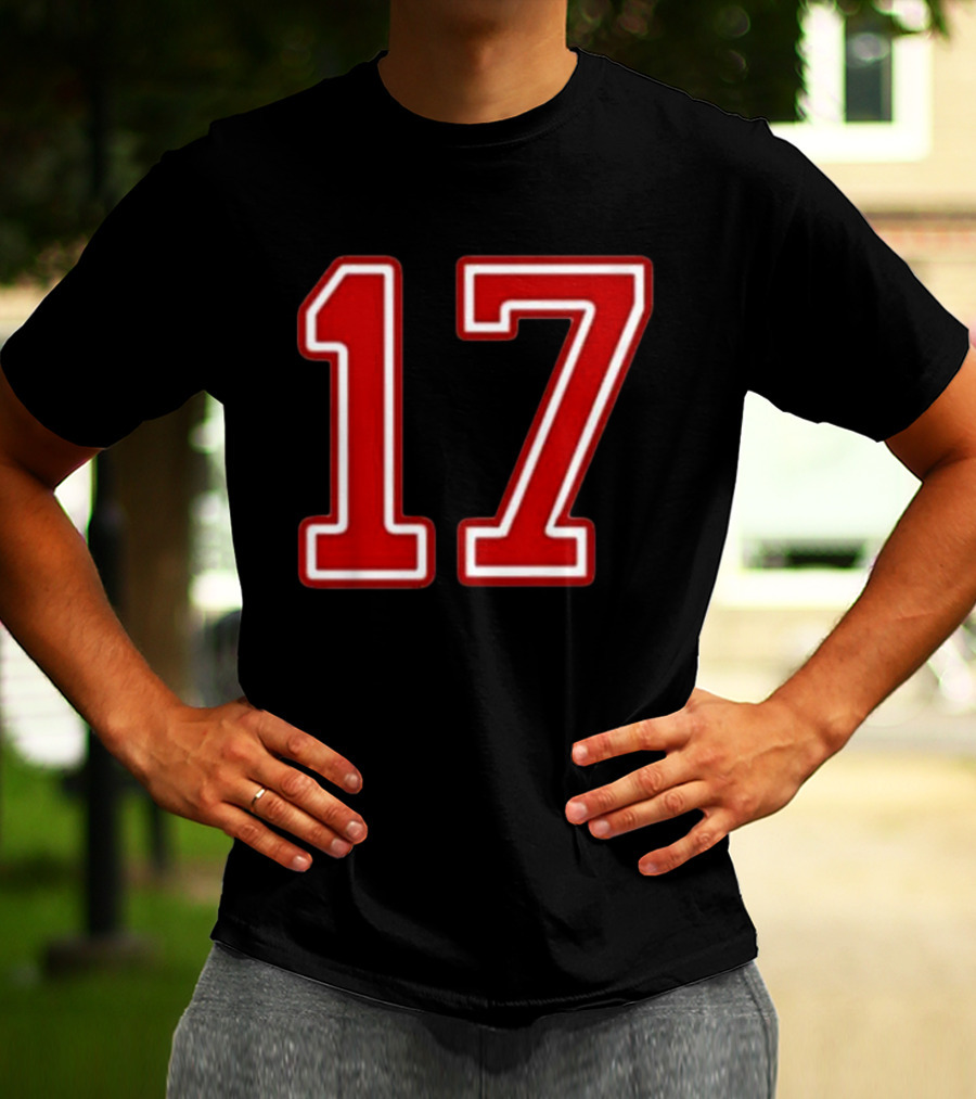 Tate Mcrae Exes Number 17 Red Bold Print T-Shirt