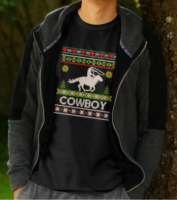 Cowboy Christmas Ugly Sweater Knit T-Shirt