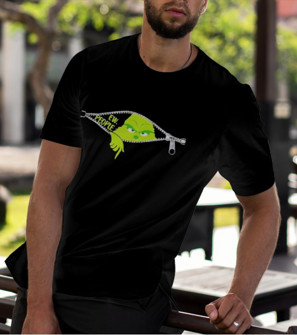 Ew People Grinch Zipper Christmas Mood T-Shirt