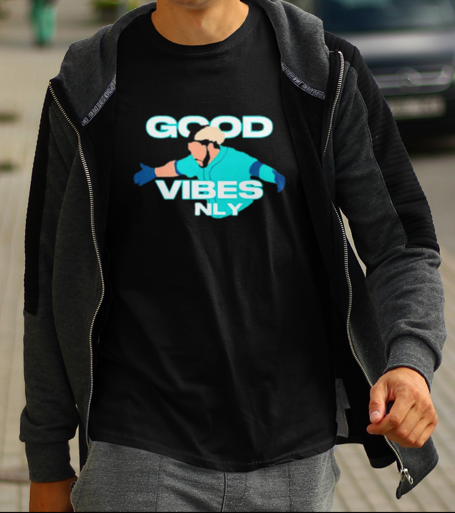 Geno Suarez Good Vibes Only Baseball-Themed T-Shirt