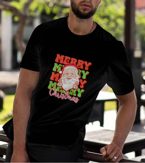 Merry Merry Merry Merry Christmas Santa T-Shirt