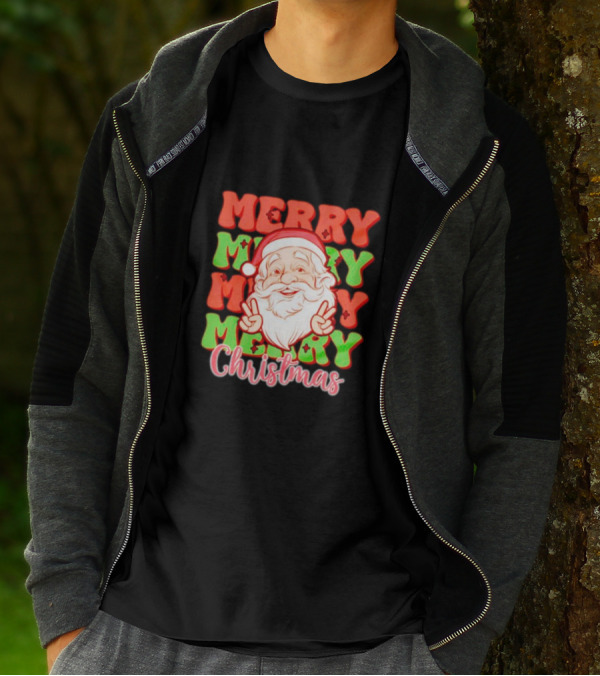 Merry Merry Merry Merry Christmas Santa T-Shirt