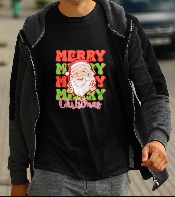 Merry Merry Merry Merry Christmas Santa T-Shirt