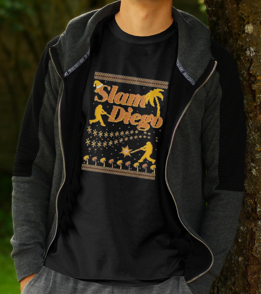 Slam Diego Retro Baseball Palm Trees Starburst T-Shirt