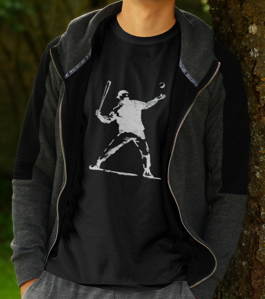 Banksy Baseball Bomber Batter Stencil T-Shirt