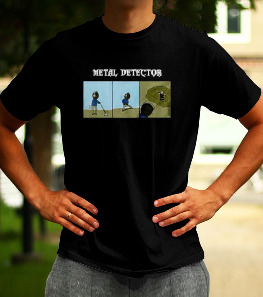 METAL DETECTOR Humorous Comic-Style Alien Discovery T-Shirt