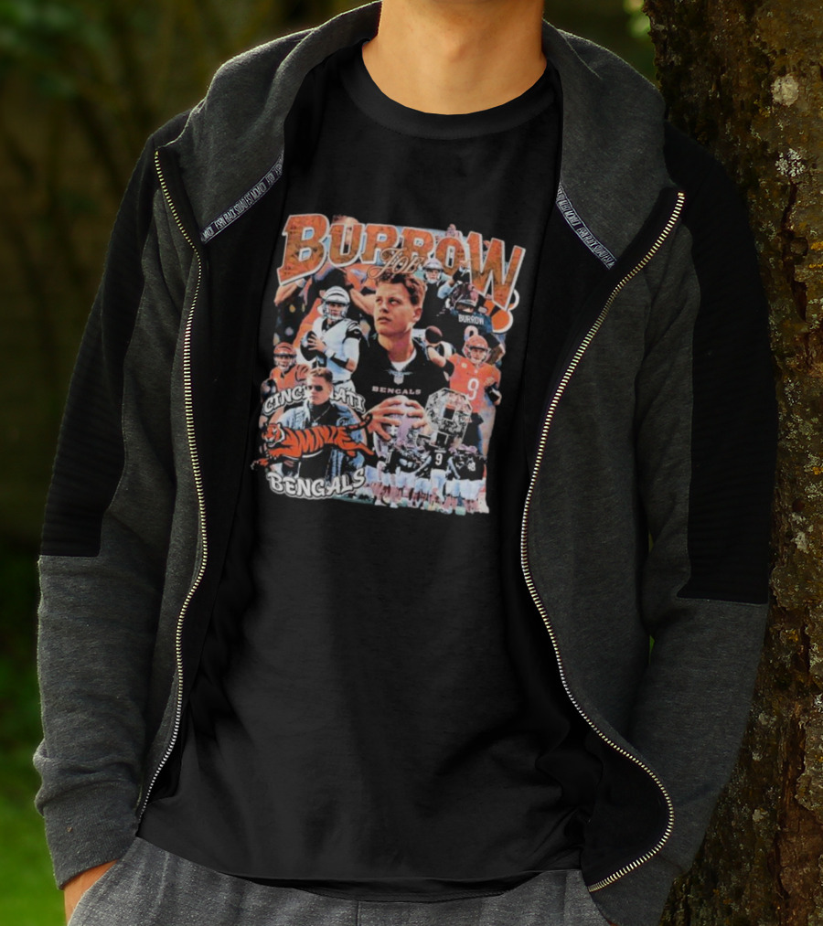 Joe Burrow Cincinnati Bengals Quarterback Collage Tiger Team Spirit T-Shirt