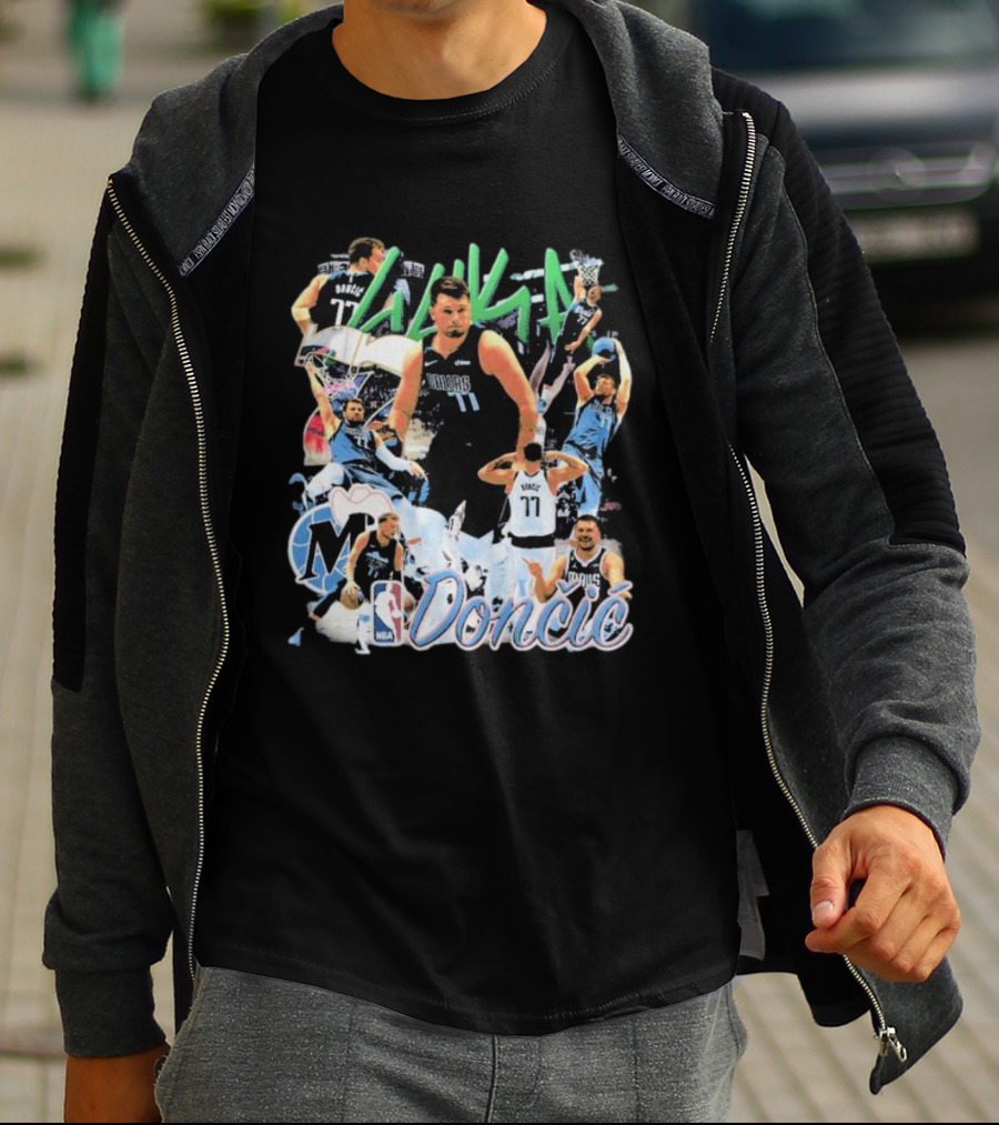 Luka Dončić NBA Mavericks 77 Action Collage T-Shirt