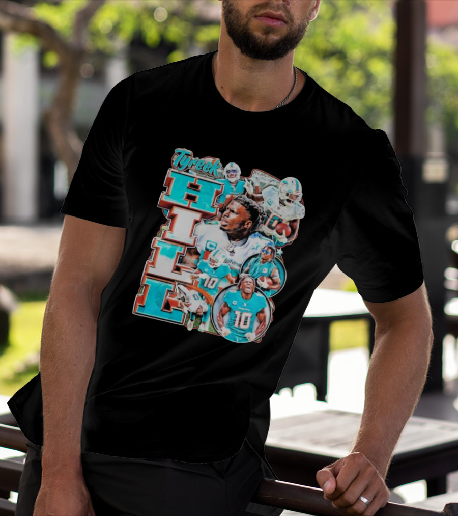 Tyreek Hill Miami Dolphins Football Player Collage T-Shirt