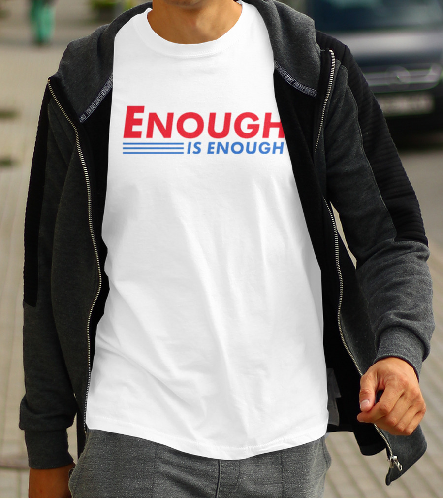 Enough Is Enough Bold Red And Blue Text With Double Underscore T-Shirt