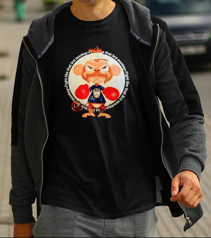 Fight Like That 3rd Monkey Angry Boxing Character With Red Gloves And Orange Hair T-Shirt