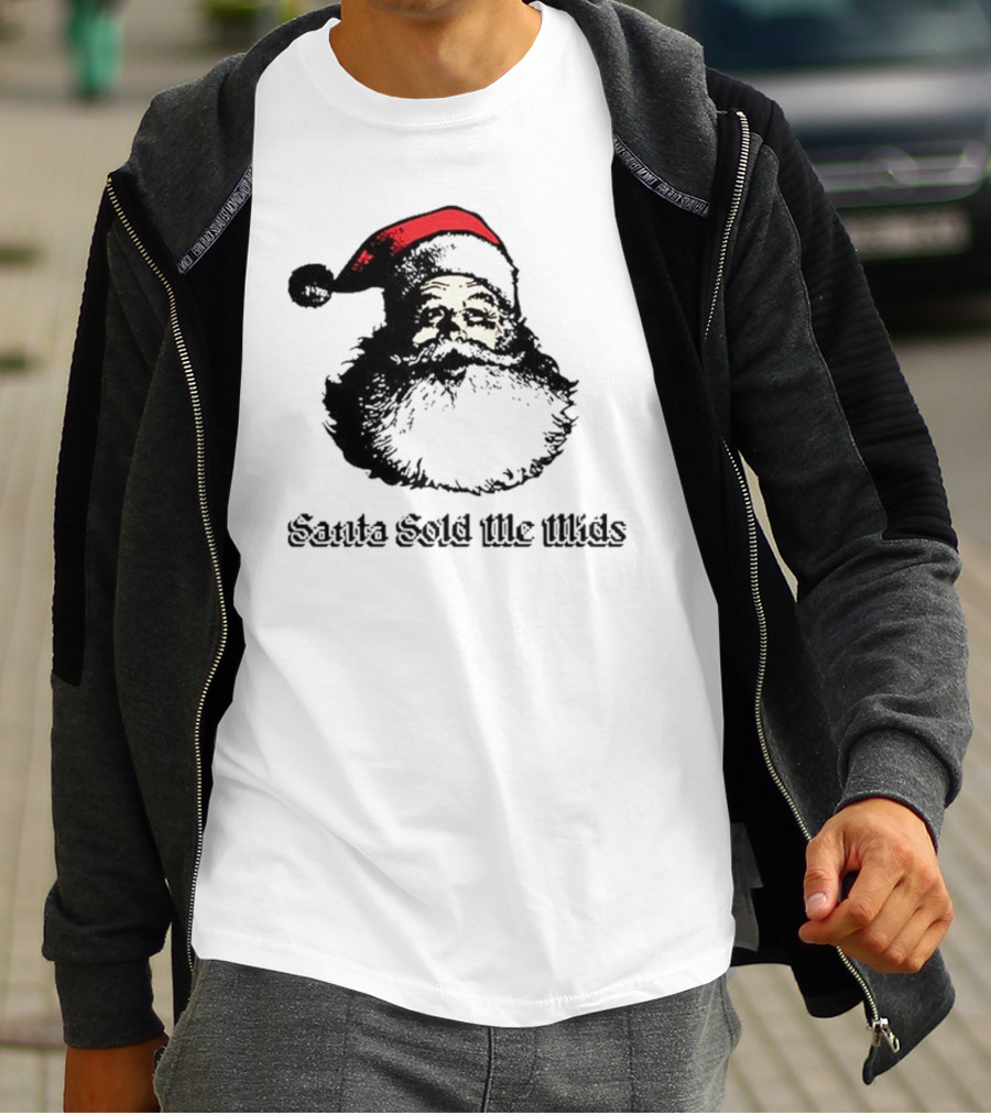 Santa Sold Me Mids Santa Claus Face Red Hat T-Shirt