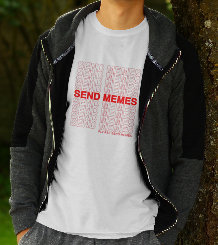 Send Memes Please Send Memes Bold Repeated Text T-Shirt