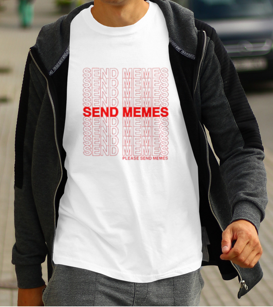Send Memes Please Send Memes Bold Repeated Text T-Shirt