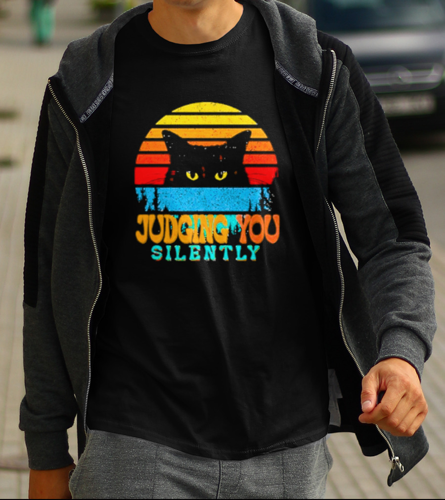 Judging You Silently Black Cat Vintage T-Shirt