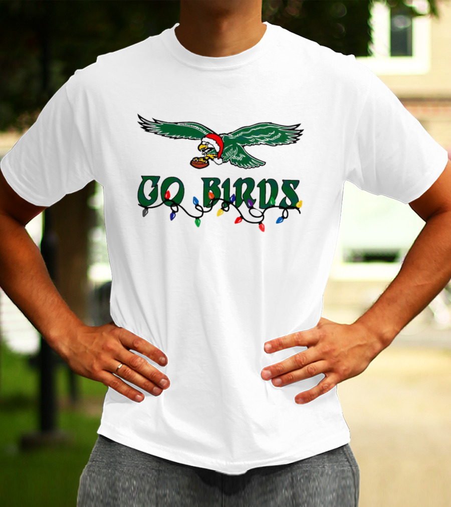 Christmas Philly Eagles Santa Go Birds Holiday Lights T-Shirt