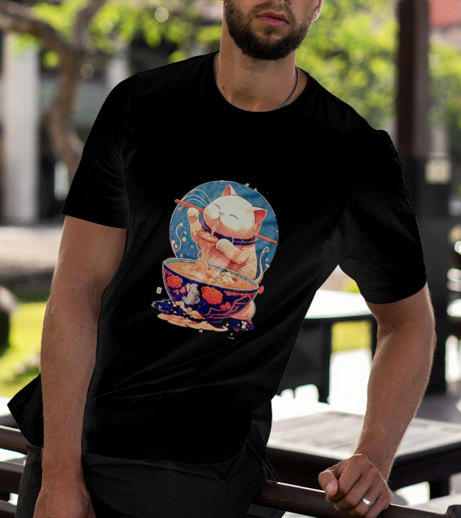 Kawaii Cat Noodle Delight Ramen Bowl T-Shirt