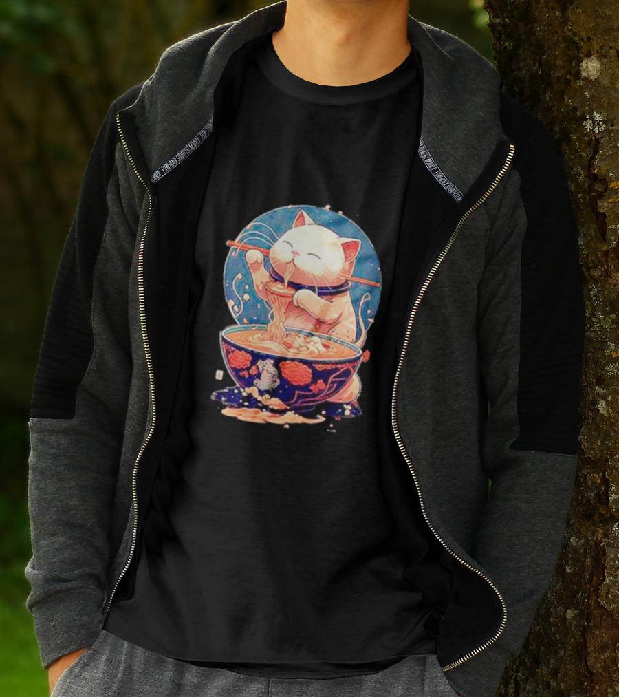 Kawaii Cat Noodle Delight Ramen Bowl T-Shirt