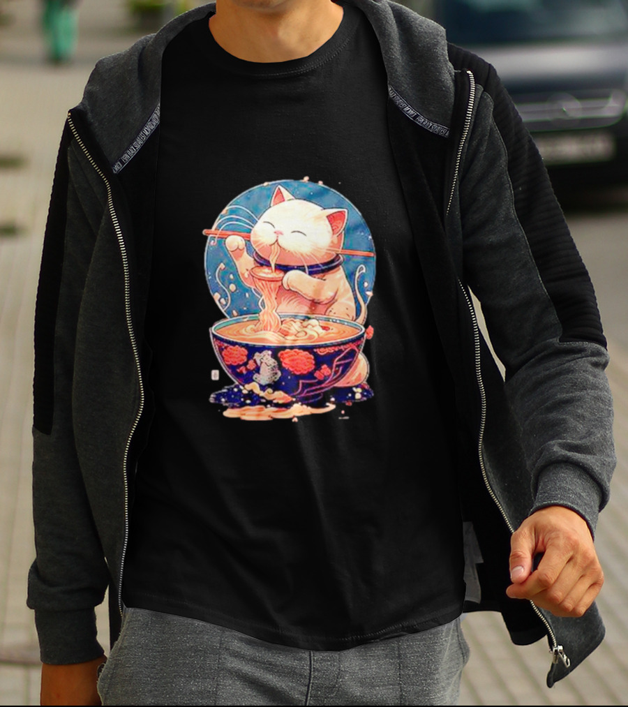 Kawaii Cat Noodle Delight Ramen Bowl T-Shirt