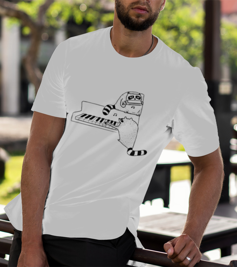 New York Nocturnal Musicians With Raccoons Playing Piano T-Shirt
