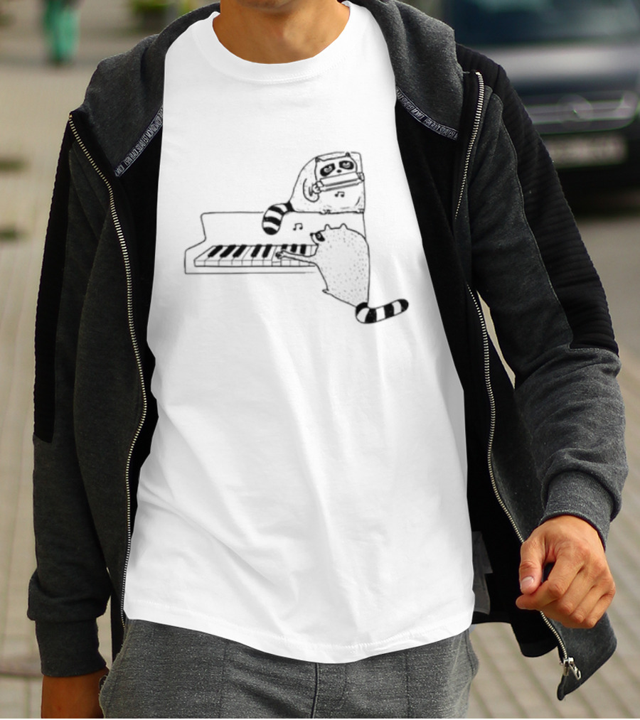 New York Nocturnal Musicians With Raccoons Playing Piano T-Shirt