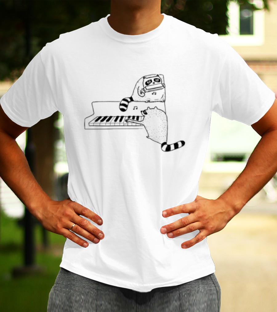 New York Nocturnal Musicians With Raccoons Playing Piano T-Shirt