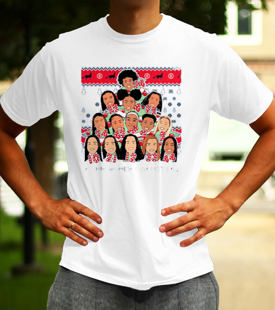 UConn Women's Basketball Player Caricatures Christmas T-Shirt