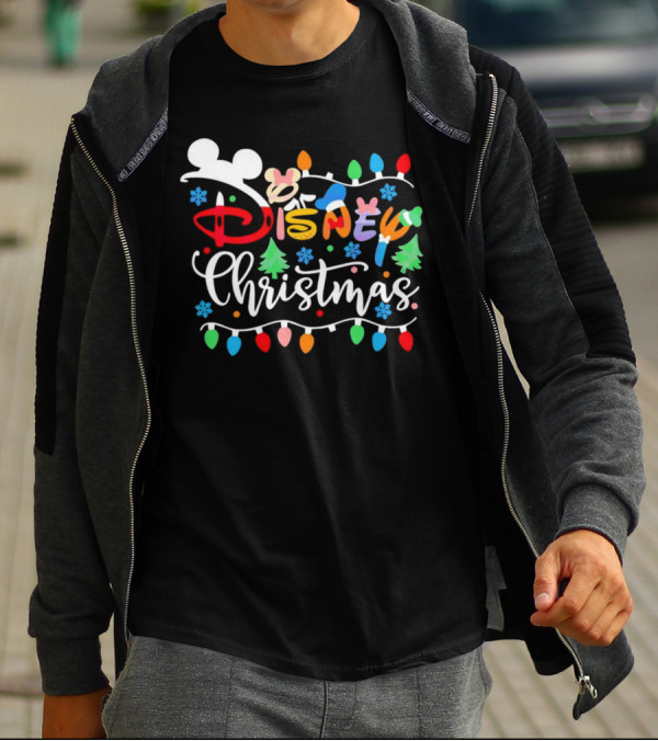 Disney Christmas Lights Festive Icons And Holiday Elements T-Shirt