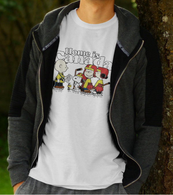 Home Is Canada Peanuts Hockey Charlie Brown Snoopy Canada T-Shirt