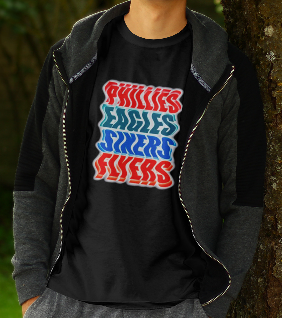 Phillies Eagles Sixers Flyers Sports Teams Text T-Shirt