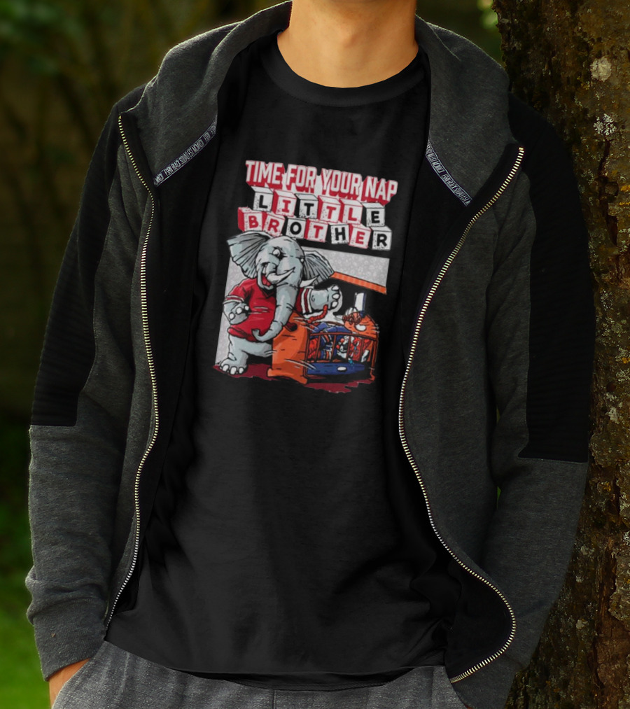 Alabama Crimson Tide Time For Your Nap Little Brother Elephant Vs. Auburn Tigers T-Shirt
