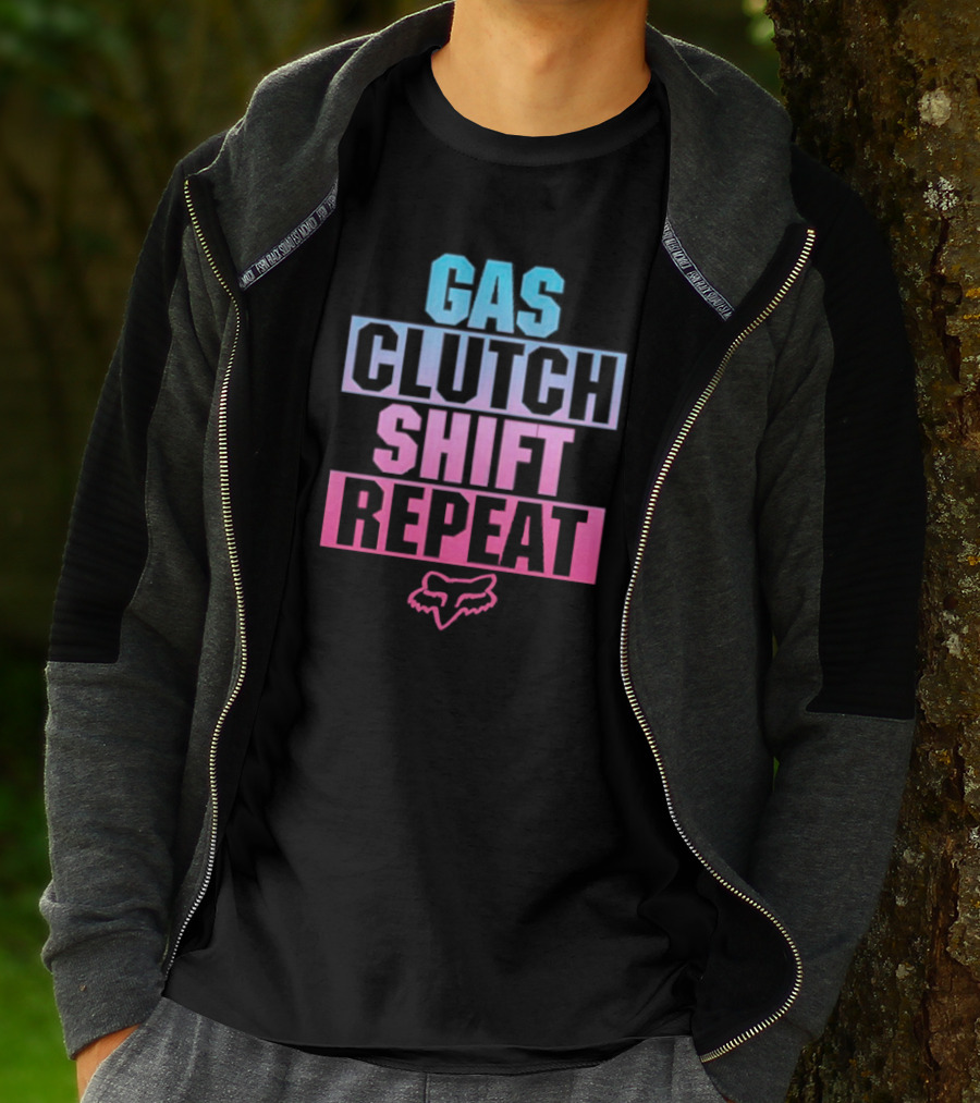 Gas Clutch Shift Repeat Fox Racing Logo T-Shirt
