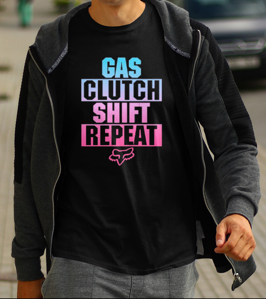 Gas Clutch Shift Repeat Fox Racing Logo T-Shirt