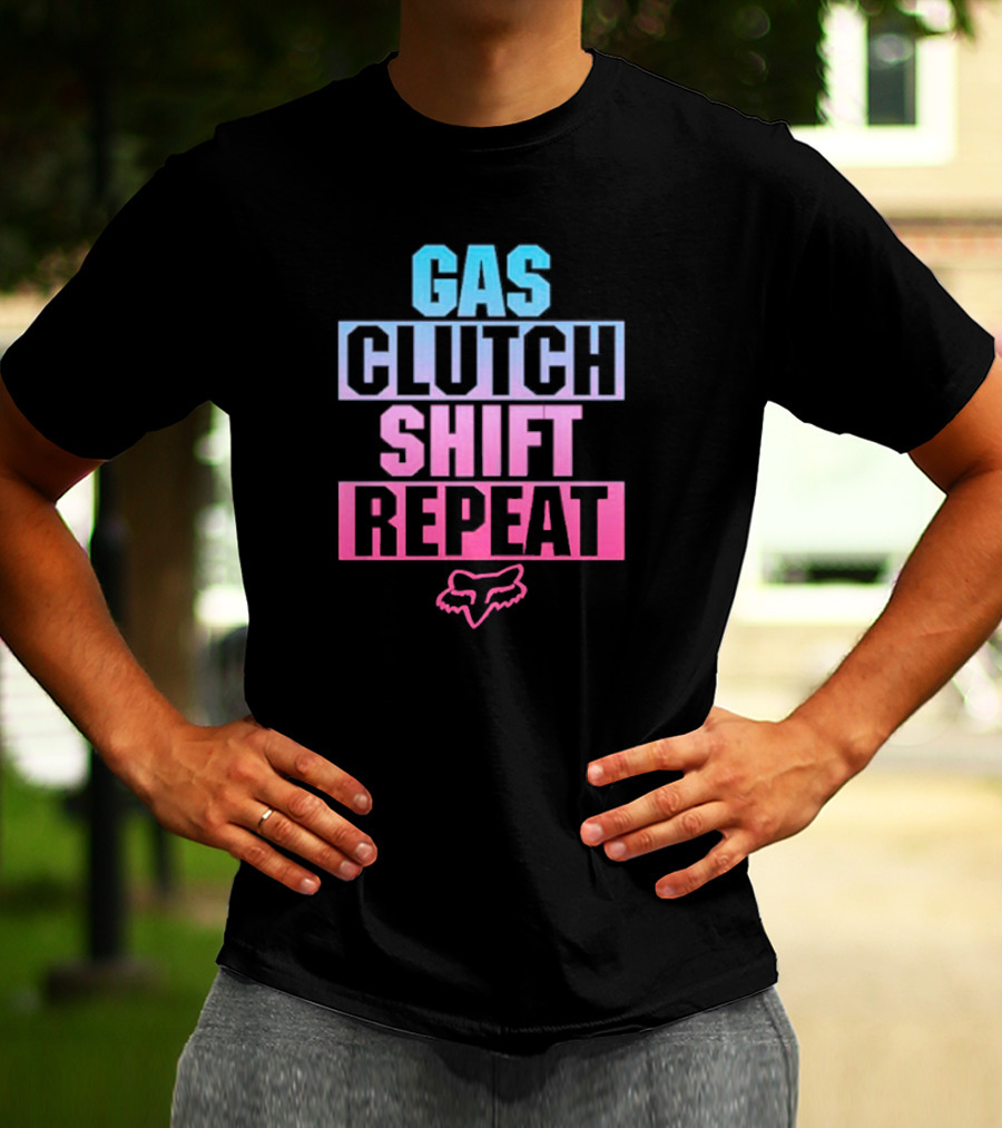 Gas Clutch Shift Repeat Fox Racing Logo T-Shirt