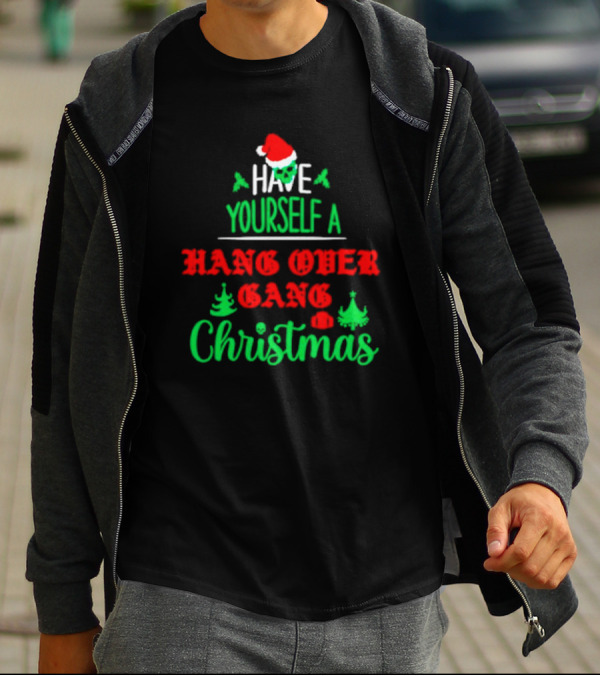 Have Yourself A Hang Over Gang Christmas Santa Skull Ugly Christmas T-Shirt