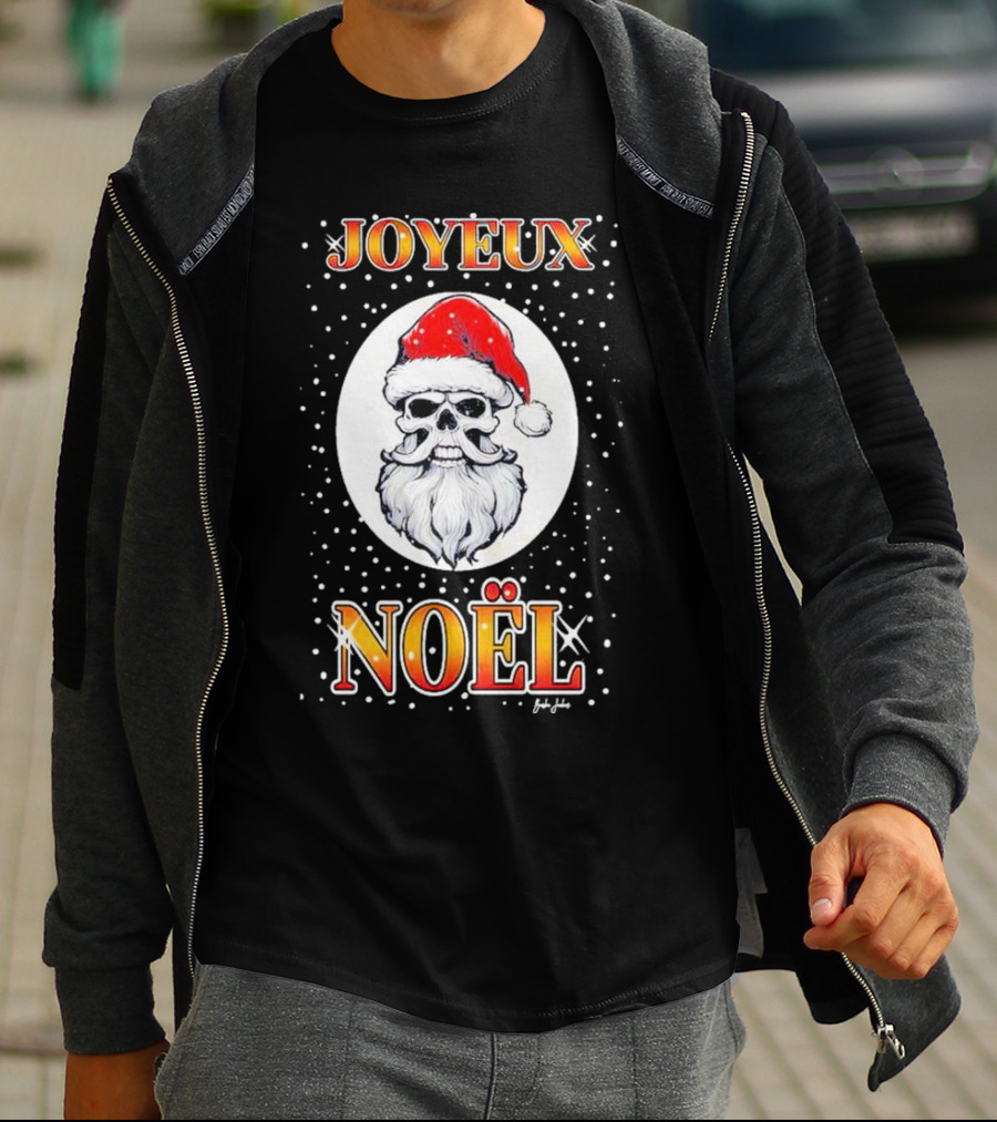 Joyeux Noël Skull Santa Hat Festive T-Shirt