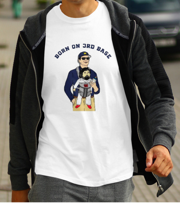 Michigan Wolverines Born On 3rd Base Coach Baby Carrier T-Shirt