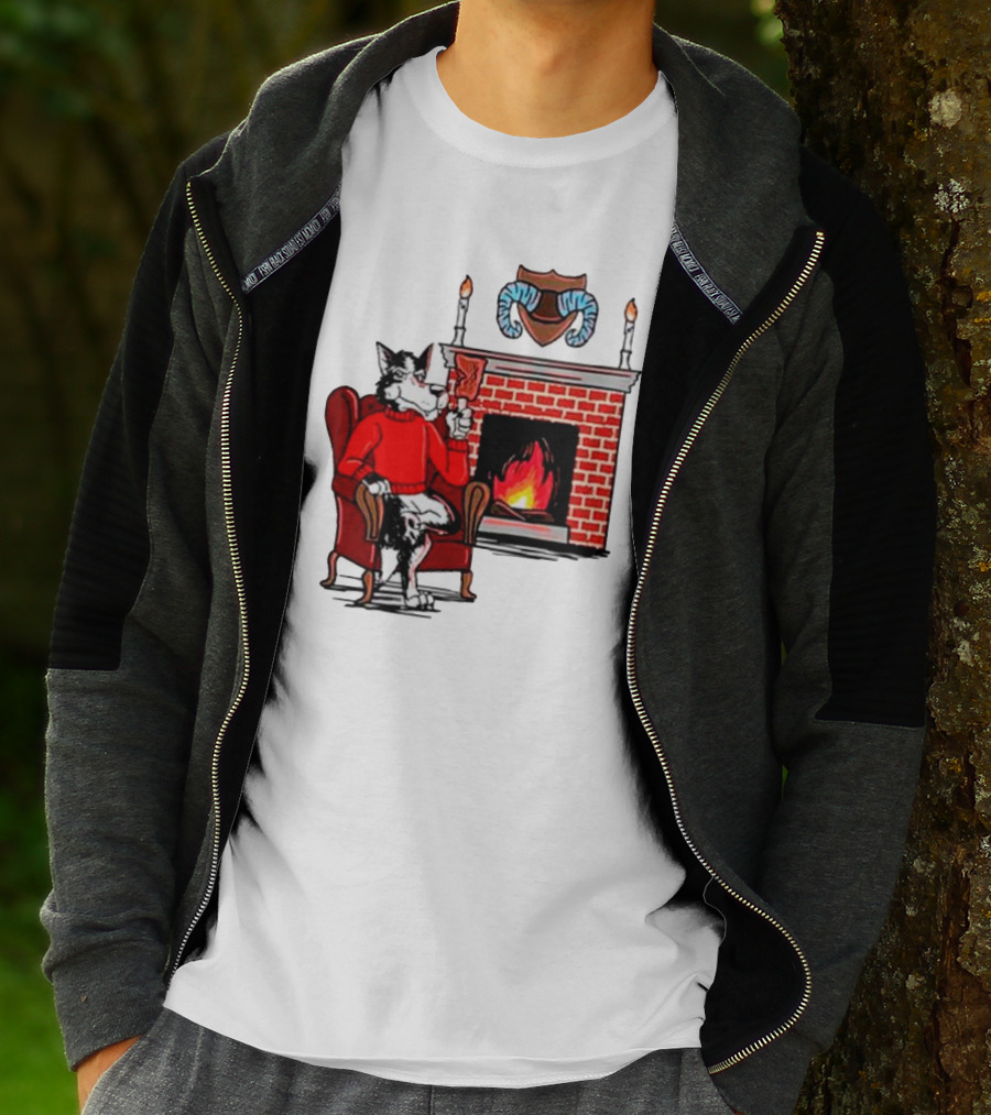 NC State Wolfpack Relaxing By Fireplace Victory Scene T-Shirt